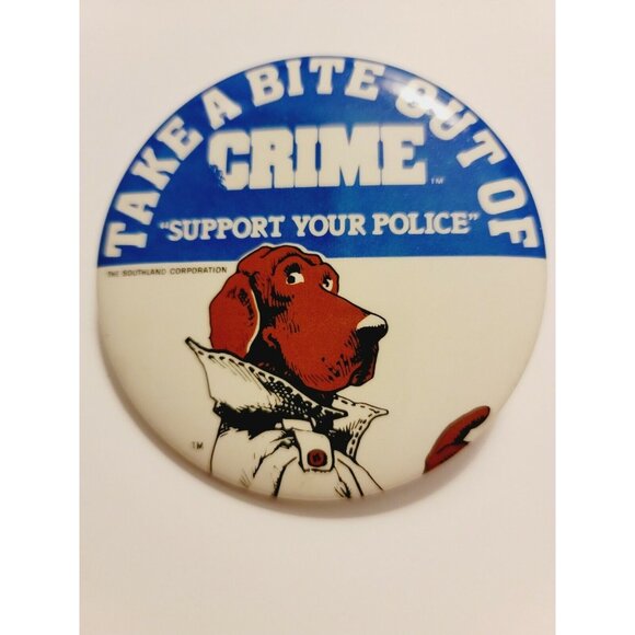 McGRUFF Crime DOG TAKE A BITE OUT OF CRIME VTG 3.5" PROMO PINBACK BUTTON - Picture 1 of 6